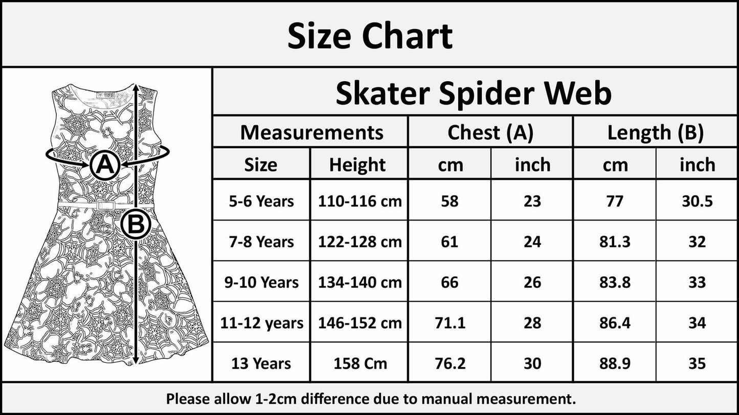 Girls Halloween Dresses Spider Web Print Sleevesless Skater Dress Fancy Costume