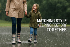A2Z Girls Ladies Plaid Warm Boots PVC Matching Mum & Daughter Rain Boots
