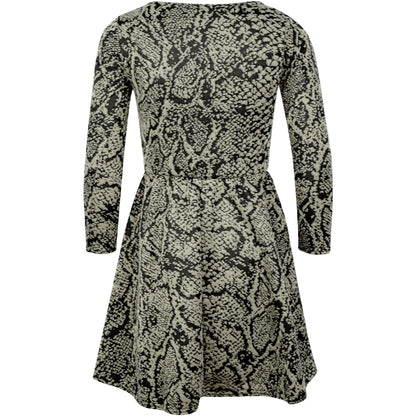 Kids Girls Skater Dress Long Sleeve Snake Flared Party Summer Dresses 5-13