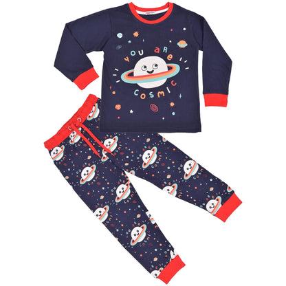 Kids Girls Boys Pyjamas You Are Cosmic Contrast Top Bottom PJS Sleepwear Set
