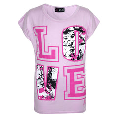 Kids Girls Top LOVE Splash Print Stylish Fashion T Shirt Top New Age 7-13 Years