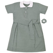 Kids Girls Gingham School Dress Check Belted Dresses With Matching Scrunchies - A2Z 4 Kids