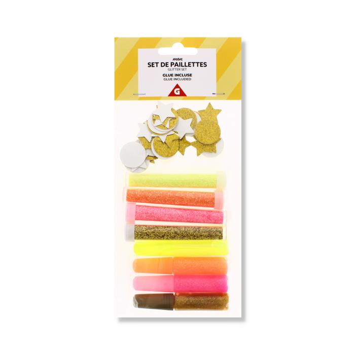 A2Z Glitter Glue Set With Glitter Foam Shapes For Arts And Crafts Kids