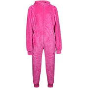 Kids Girls Boys Plain Fleece A2Z Onesie One Piece Hooded All In One Jumpsuit