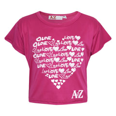 Girls Top Kids Love Print Stylish Fahsion Trendy T Shirt Crop Top Age 5-13 Years