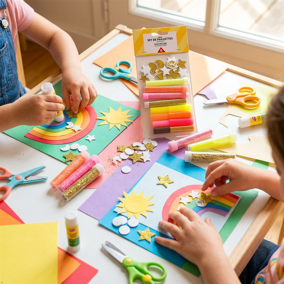 A2Z Glitter Glue Set With Glitter Foam Shapes For Arts And Crafts Kids
