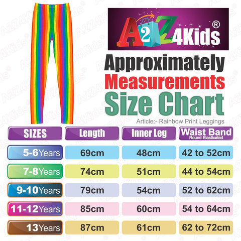 Kids Girls Legging Trendy Rainbow Fashion Party Dance Leggings New Age 7-13 Year