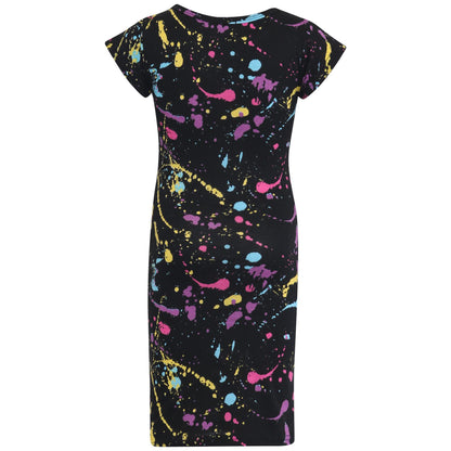 A2Z 4 Kids Splash Print Midi Dress Bodycon Short Sleeve Long Length Dress Stretch Top Party Outfit Round Neck Casual Dresses For Childrens Girls Age 2-3, 3-4, 5-6, 7-8 ,9-10, 11-12 & 13 Years - A2Z 4 Kids