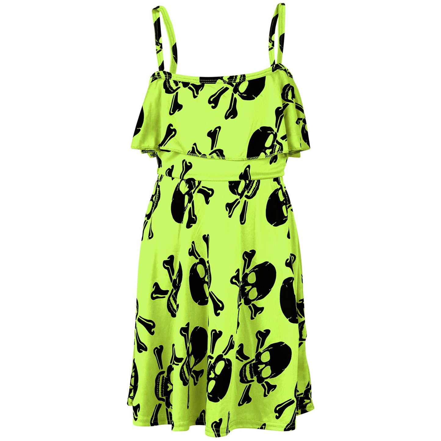 Kids Girls Boys Skull Print Crop Top Legging Skater Dress Halloween Costume 5-13