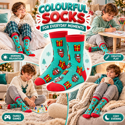 Kids Boys Girls Cotton Rich Christmas Socks Xmas Festive Soft Winter Socks