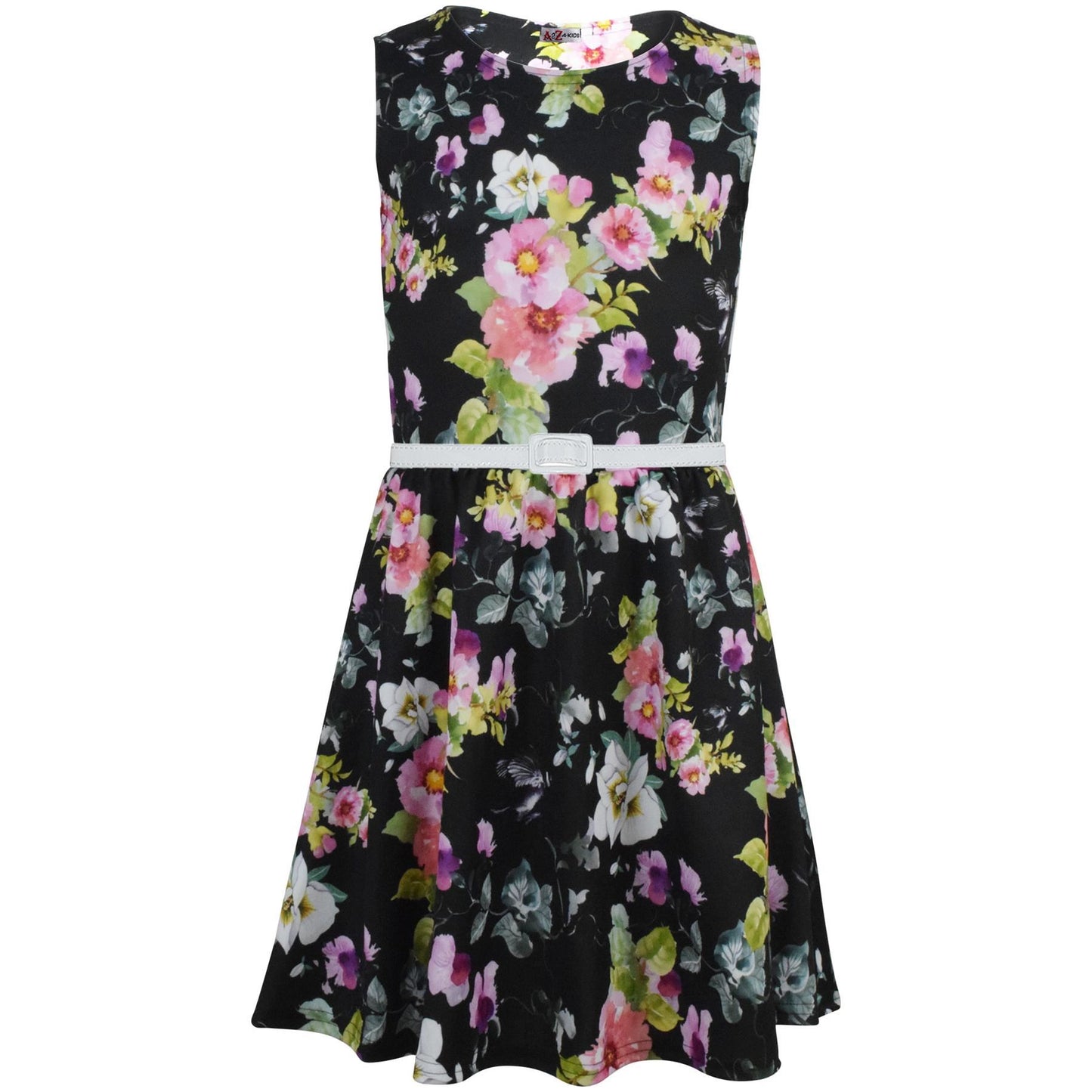 Kids Girls Skater Dress Sleeveless Floral Style Dress Wear Age 5-13 Years