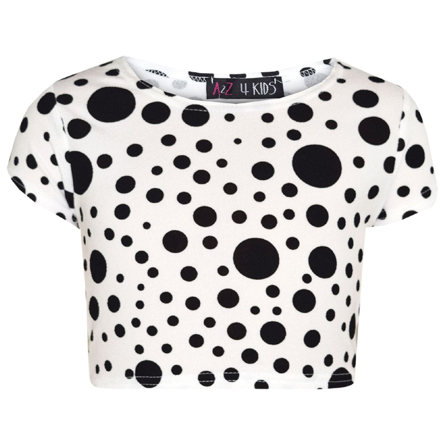 Girls Dresses Kids Black Polka Dot Print Crop Top Legging Midi Skater Dress 7-13