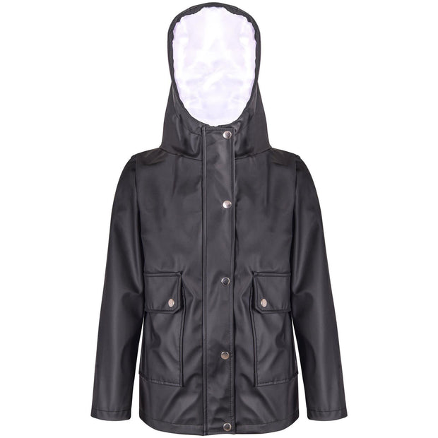 PU Raincoat Jacket Windbreaker Waterproof Parka Hooded For Girls Boys Age 5-13 Years