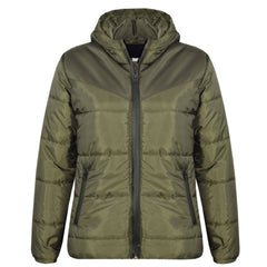 Kids Jacket Girls Boys Padded Olive Puffer Hooded Zipped Coat Warm Thick Coats