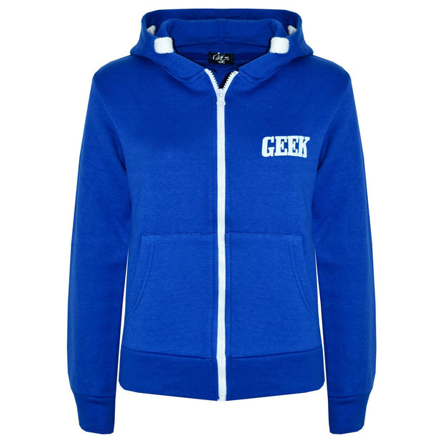 Kids Boys Girls Unisex Jackets Geek Print Fleece Zipper Hooded Hoodie Top Jacket