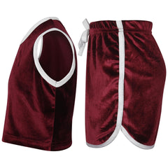 A2Z 4 Kids Girls Velour Crop Top Shorts Set Contrast Taped Outfit Clothing Sets
