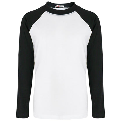 Kids Boys Girls T Shirts Plain Baseball Long Raglan Sleeves Sports Tees 2-13 Yrs