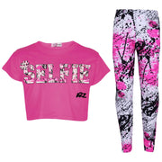 A2Z 4 Kids Girls Love Print Top Short Sleeve T-Shirt & Splash Print Fashion Leggings Set Age 5-13 years