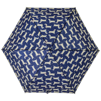 Ladies Supermini Folding Umbrella Sausage Dog AOP Lightweigh 50cm Compact Brolly
