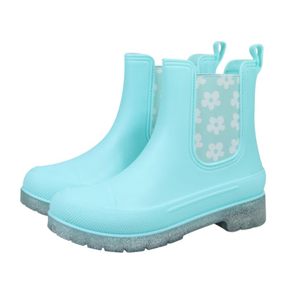 A2Z 4 Kids Girls Waterproof Chelsea Rain Boots Floral Side Panels PVC Wellies