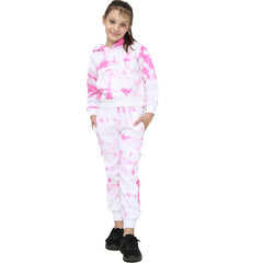 Kids Cropped Tie Dye Tracksuit Hoodie Jogging Sweatpants Girls Age 5-13 Years