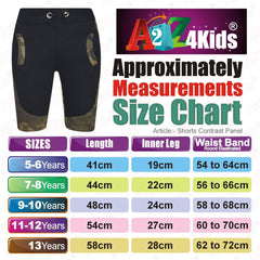 Kids Shorts Girls Boys Fleece Camouflage Panel Chino Short Knee Length Half Pant