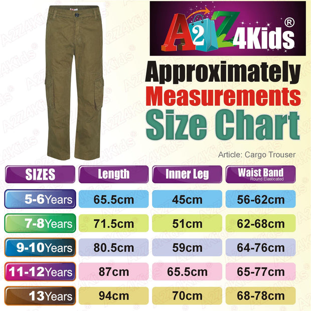 A2Z 4 Kids Boys Trouser Designer Youth BDU Ranger 6-Pocket Olive Combat Cargo Trousers Fashion Causal Jogging Pants New Age 5 6 7 8 9 10 11 12 13 Years