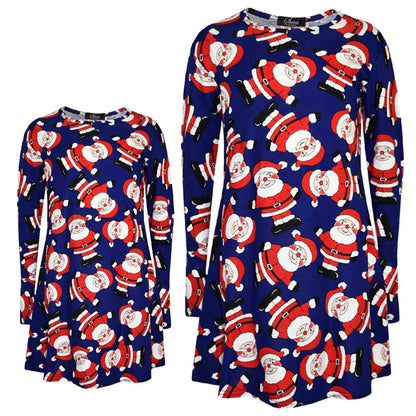 Kids Girls Xmas Santa Swing Dress Novelty Santa Xmas Gifts Party Dresses