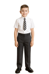 Kids Boys Pants Plain School Uniform Pull Up Regular Fit Elasticated Trouser
