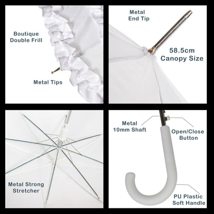A2Z Ladies Bridal Umbrella Wedding Brolly Double Ruffle Lace Walking Dome Canopy