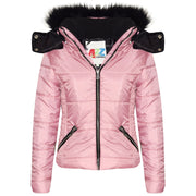 A2Z 4 Kids Quilted Puffer Coat Padded Puffer Jacket Baby Pink Faux Fur Collar Detachable Hood New Winter Fashion For Girls Age 3-4, 5-6, 7-8, 9-10, 11-12 & 13 Years