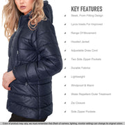 Mens Ladies Zipped Pockets Jacket Navy Puffer Jacket Long Sleeves Coat S-2XL