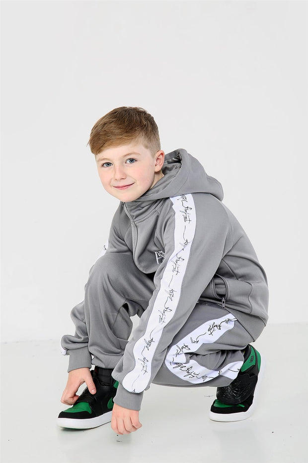 A2Z 4 Kids Kids Girls Boys Tracksuit Designer's A2Z Project Print Panelled Steel Grey Fleece Hooded Hoodie Top Bottom Workout Running Jogging Suit Gymwear Joggers Age 5 6 7 8 9 10 11 12 13 Years