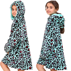 Kids Girls Boys Oversized Hoodie Blue Tartan Printed Snuggle Soft Fleece Blanket