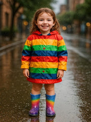 A2Z 4 Kids Girls Rainbow Rain Boots Glitter Multicolour PVC Wellington Wellies