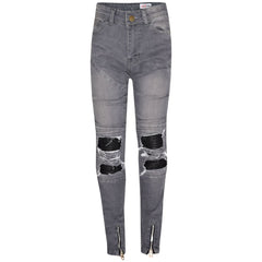 Kids Girls Stretchy Jeans Designer Ripped Drape Panel Denim Pant Trouser 5-13 Yr
