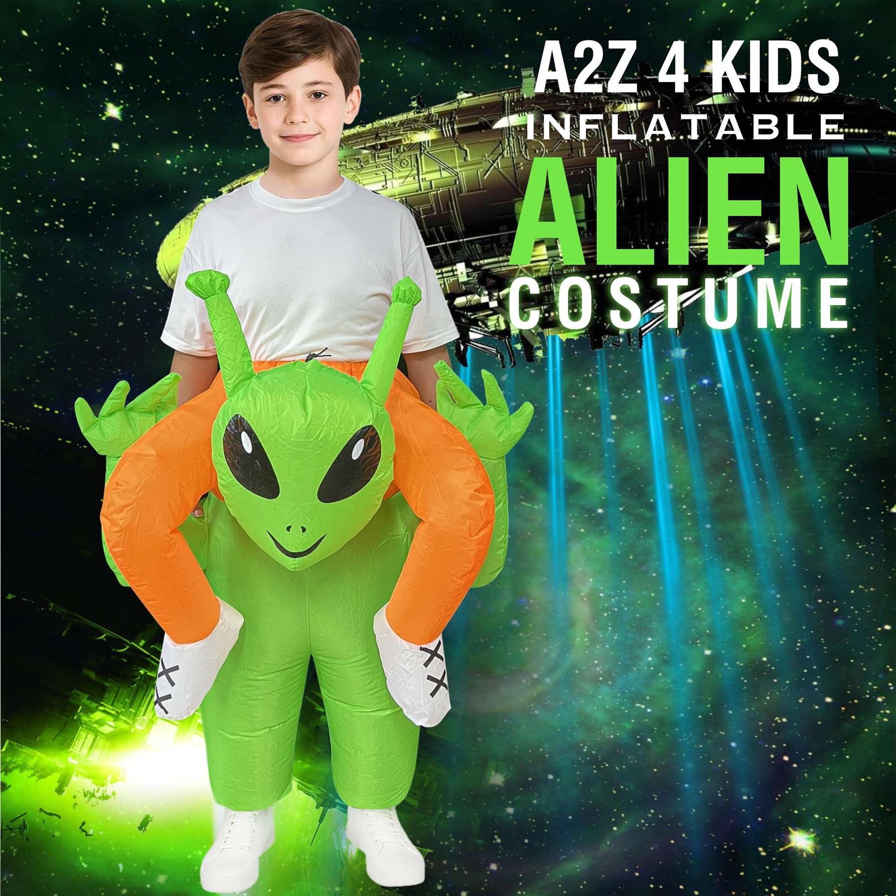 Kids Inflatable Alien Costume Fancy Dress Green Blow Up Suit Halloween ...