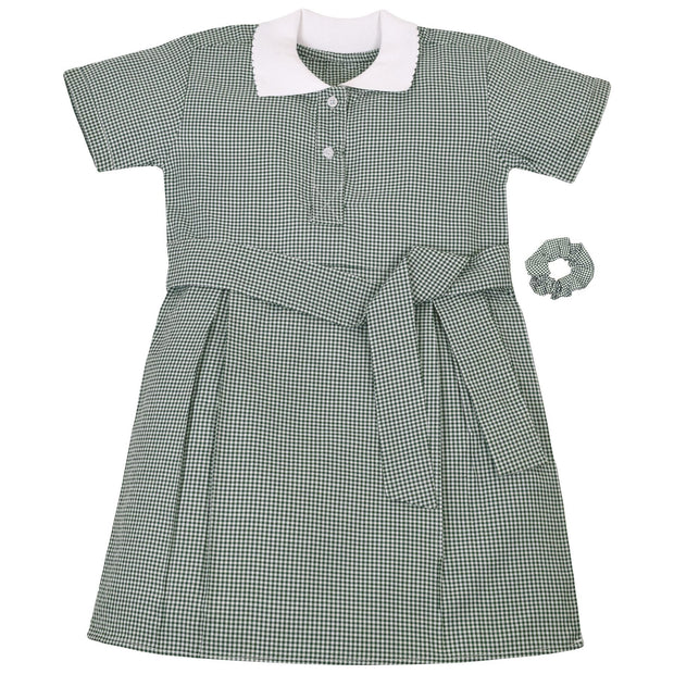 Girls 2 Pack Gingham School Dress Check Belted Dresses With Matching Scrunchies - A2Z 4 Kids