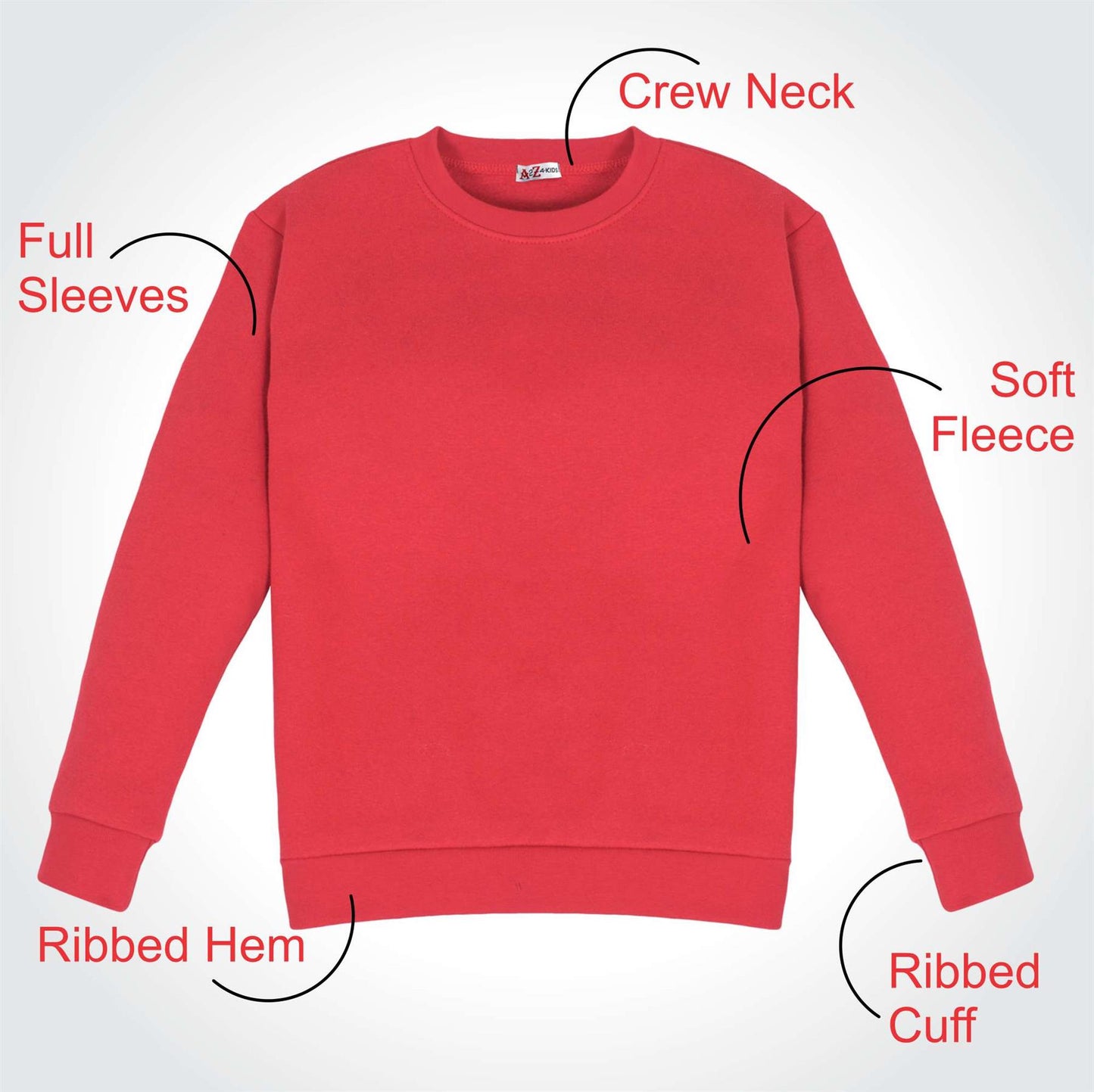 Kids Girls Boys Sweatshirt  Plain Crew Round Neck Uniform  Age 2-13 Years