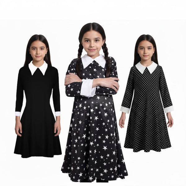 A2Z 4 Kids Girls Swing Dress Long Sleeve Peter Pan Collar Gothic Girl Dress