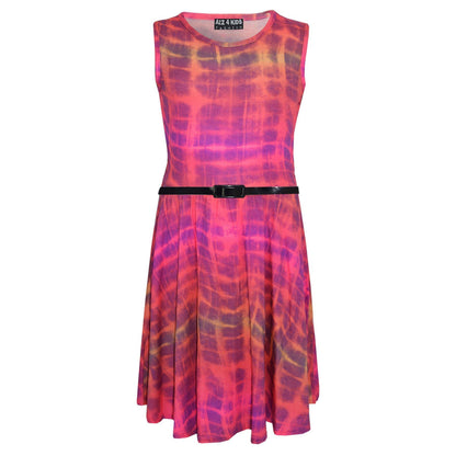 Girls Skater Dress Kids Tie & Dye Print Summer Party Dresses New Age 7-13 Years