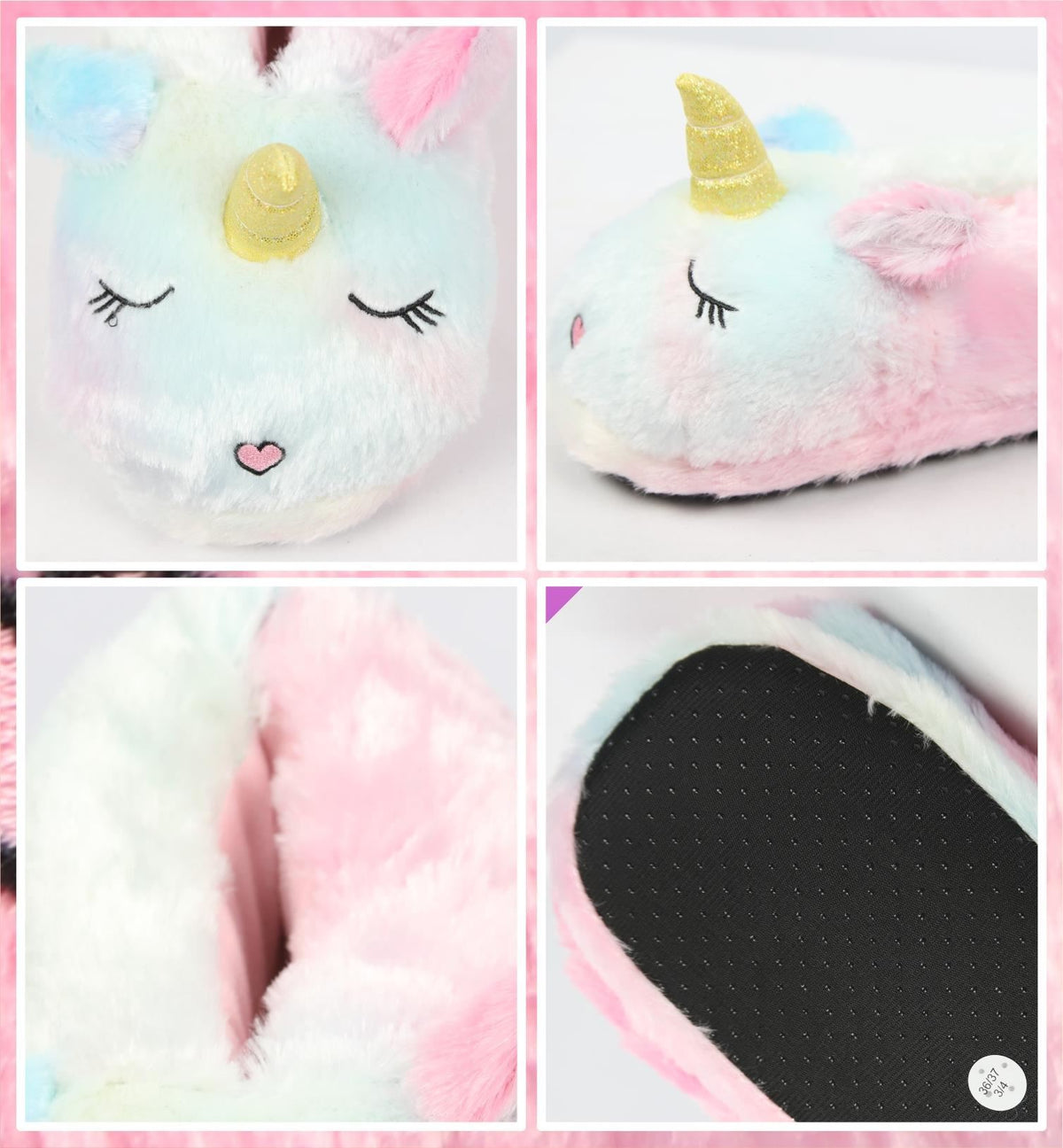 A2Z Unicorn Slippers Plush Soft Warm Cute Indoor Shoes For Kids & Womens