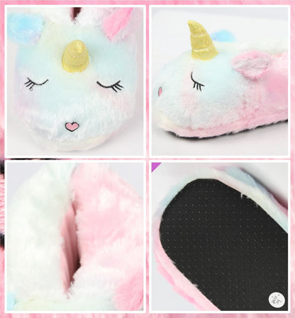 A2Z Unicorn Slippers Plush Soft Warm Cute Indoor Shoes For Kids & Womens
