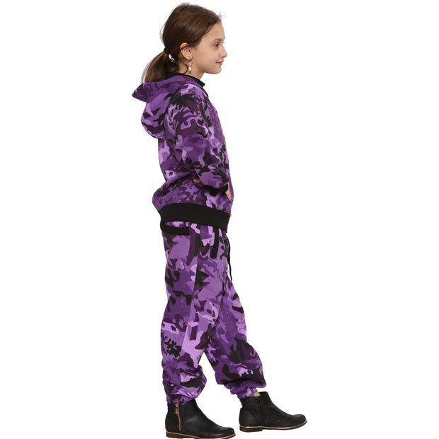 A2Z 4 Kids Kids Tracksuit Boys Girls Designer's Purple Camouflage Print Zipped Top Hoodie & Botom Jogging Suit Age 5 6 7 8 9 10 11 12 13 Years - A2Z 4 Kids