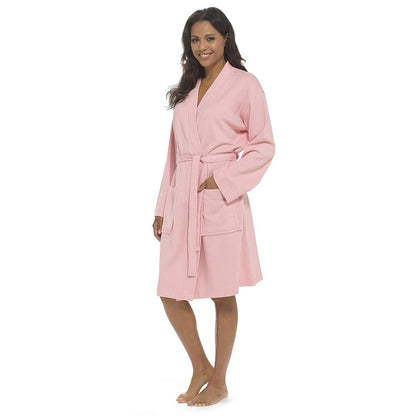 Ladies Waffle Texture Dressing Gown Soft Lightweight Robe with Belt & Pockets