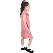 Girls Uniform School Dress Gingham Check Printed Dress With Matching Scrunchies - A2Z 4 Kids