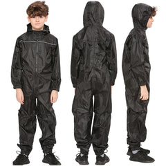 Girls Boys Raincoat Kids Puddle Suit Rainwear Waterproof Hooded Rainsuit 2-13 Yr