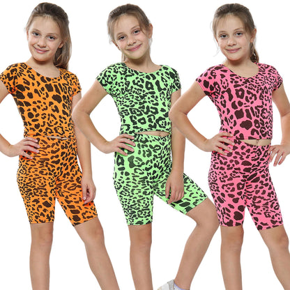 Kids Girls Crop Top Cycling Shorts Crop Short Sets New Age 5-13 Years