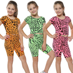 Kids Girls Crop Top Cycling Shorts Crop Short Sets New Age 5-13 Years