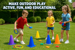 Kids PE Activity Set Cones, Rings, Bean Bags, Outdoor Garden Playground Games